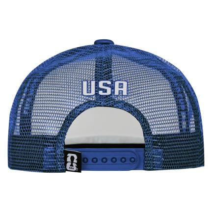 Adult USA 2026 FIFA World Cup Blue & White Foam Front Defender Trucker Snapback Cap - Men's - Image 2