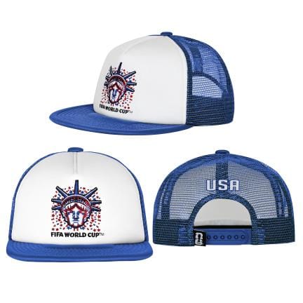 Adult USA 2026 FIFA World Cup Blue & White Foam Front Defender Trucker Snapback Cap - Men's - Image 3