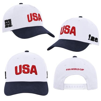 Adult USA 2026 FIFA World Cup White Pro Crown Curved Brim Snapback Cap - Men's - Image 3