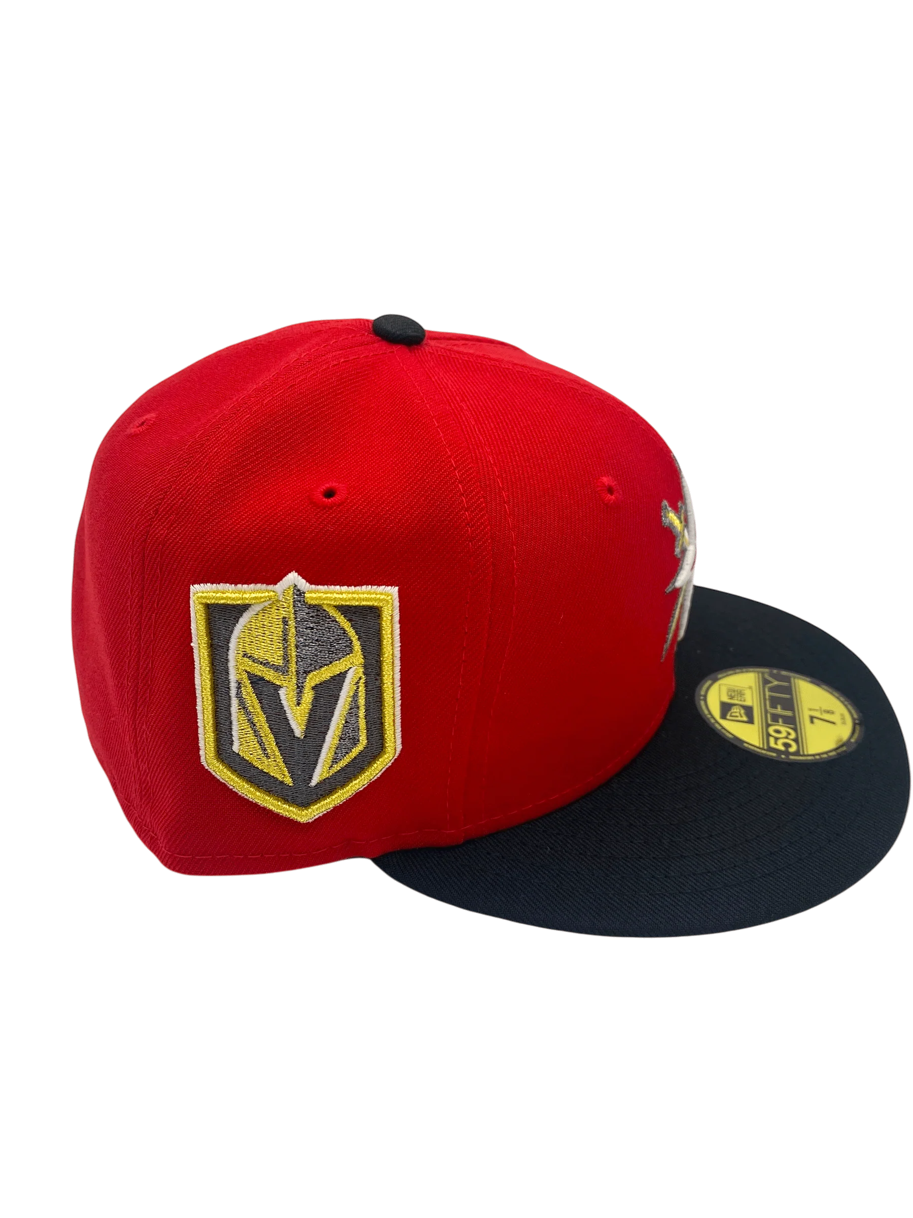 Adult Vegas Golden Knights New Era Red/Black Sharpened Iron Custom Side Patch 59FIFTY Fitted Hat - Men's - Image 2