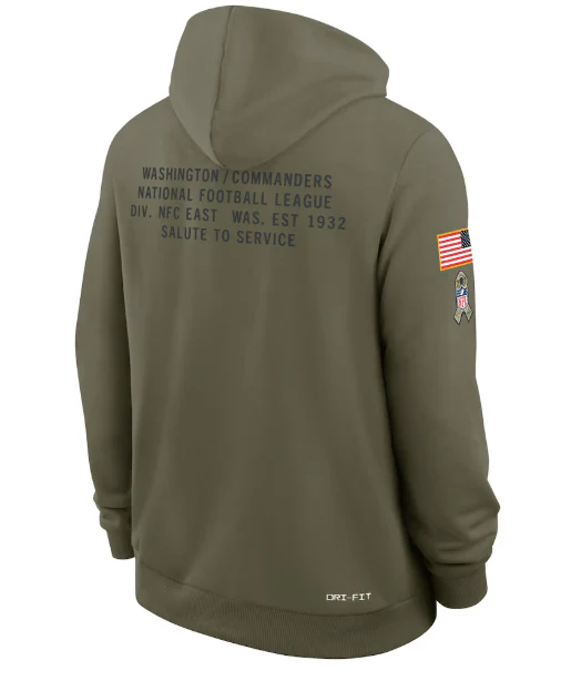 Adult Washington Commanders Nike Olive 2025 Salute to Service Sideline Hooded Sweatshirt - Men's - Image 3