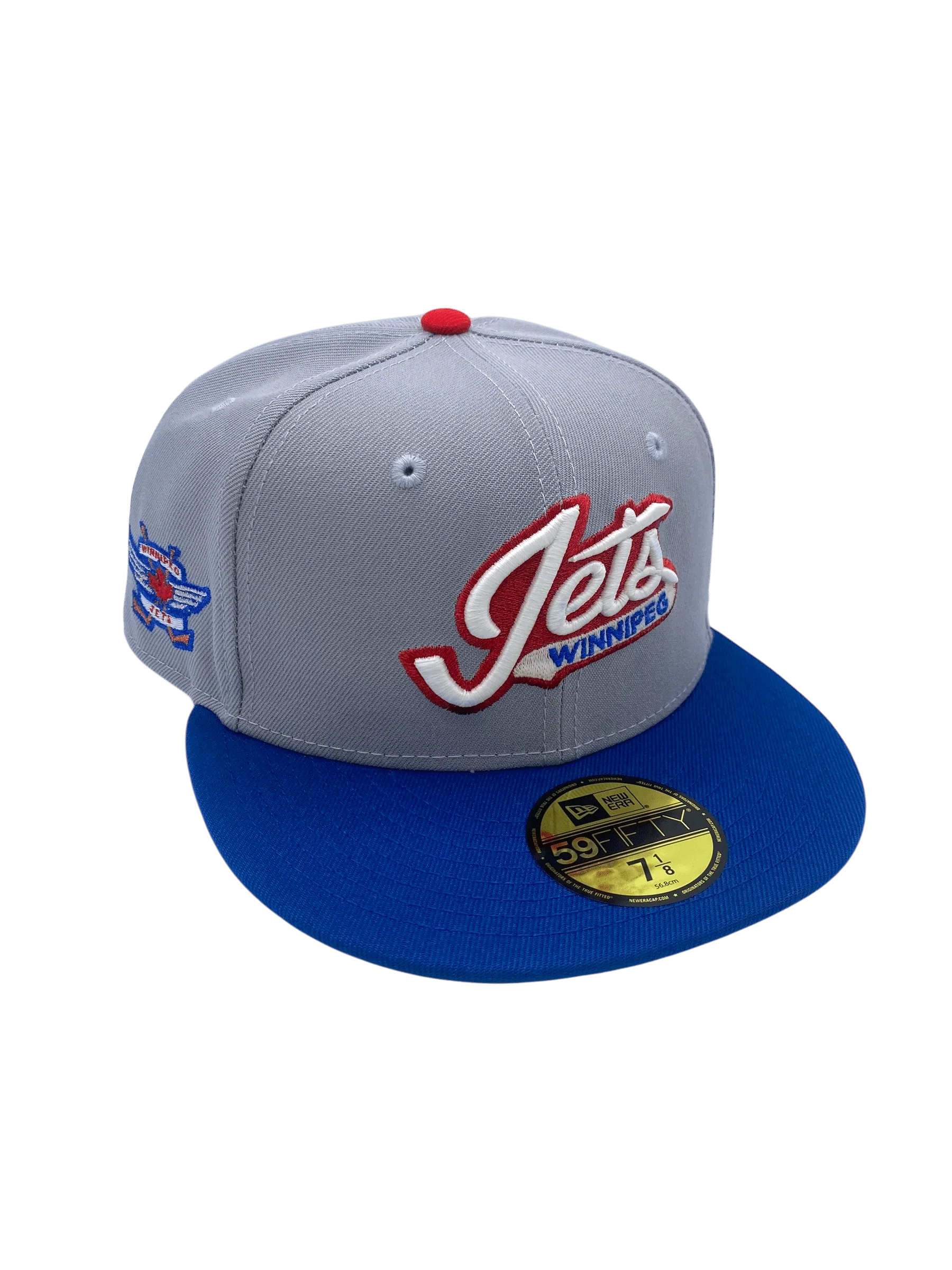 Adult Winnipeg Jets New Era Gray/Blue Retro Custom Side Patch 59FIFTY Fitted Hat - Men's
