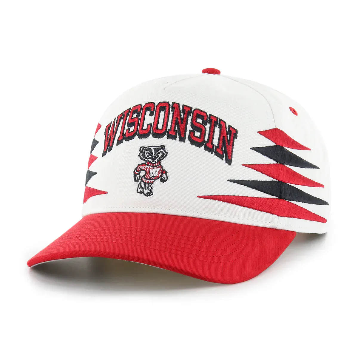 Adult Wisconsin Badgers '47 White Diamond Cut Hitch Adjustable Snapback Hat - Men's