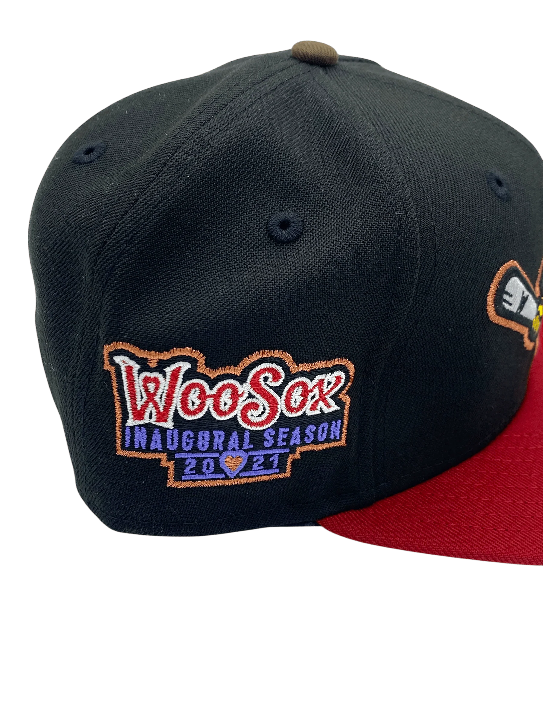 Adult Worcester Woo Sox New Era Black/Red Custom 59FIFTY Fitted Hat - Men's - Image 2