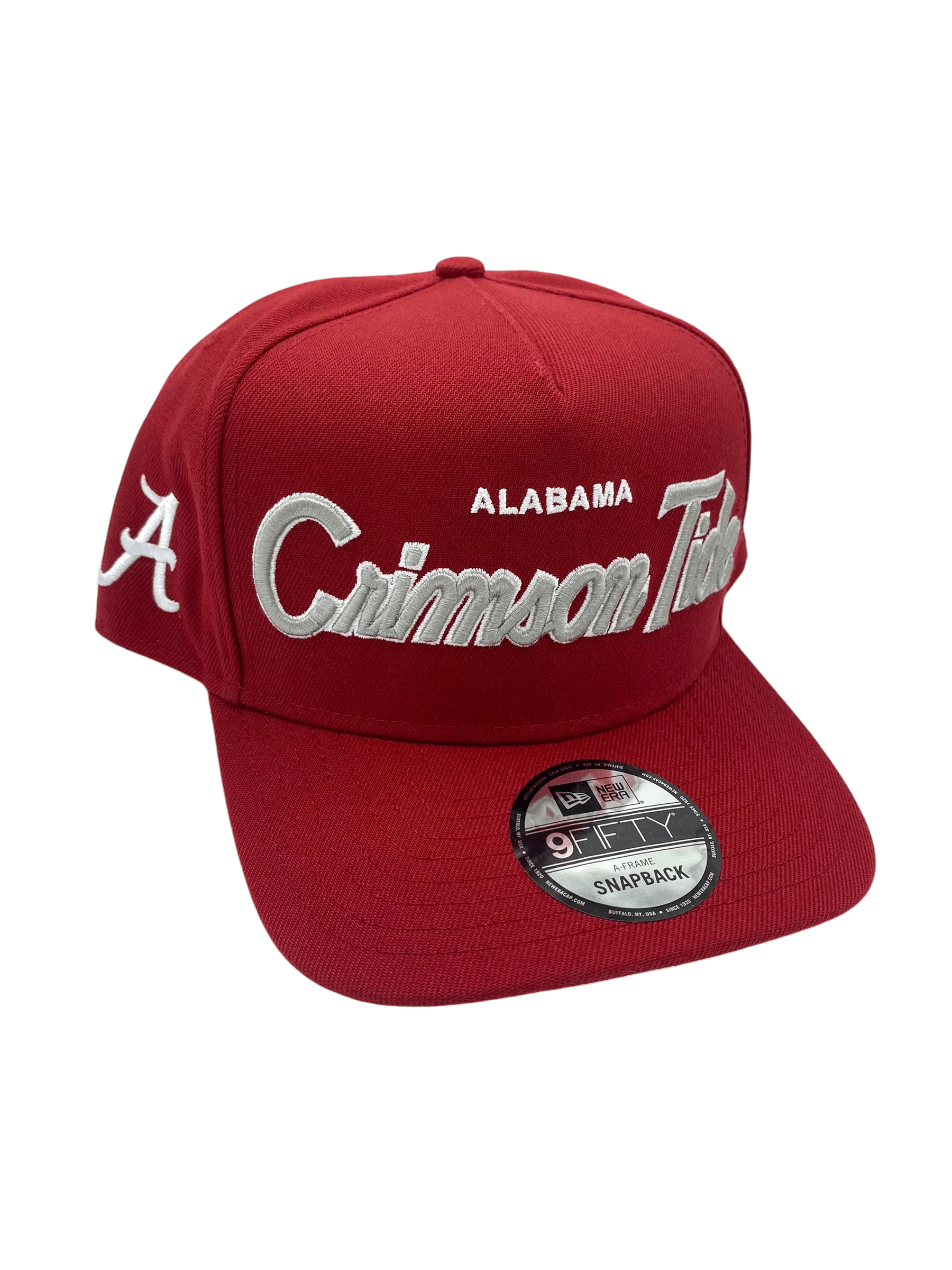 Adult Alabama Crimson Tide New Era Crimson Script A-Frame 9FIFTY Adjustable Snapback Hat- Men's