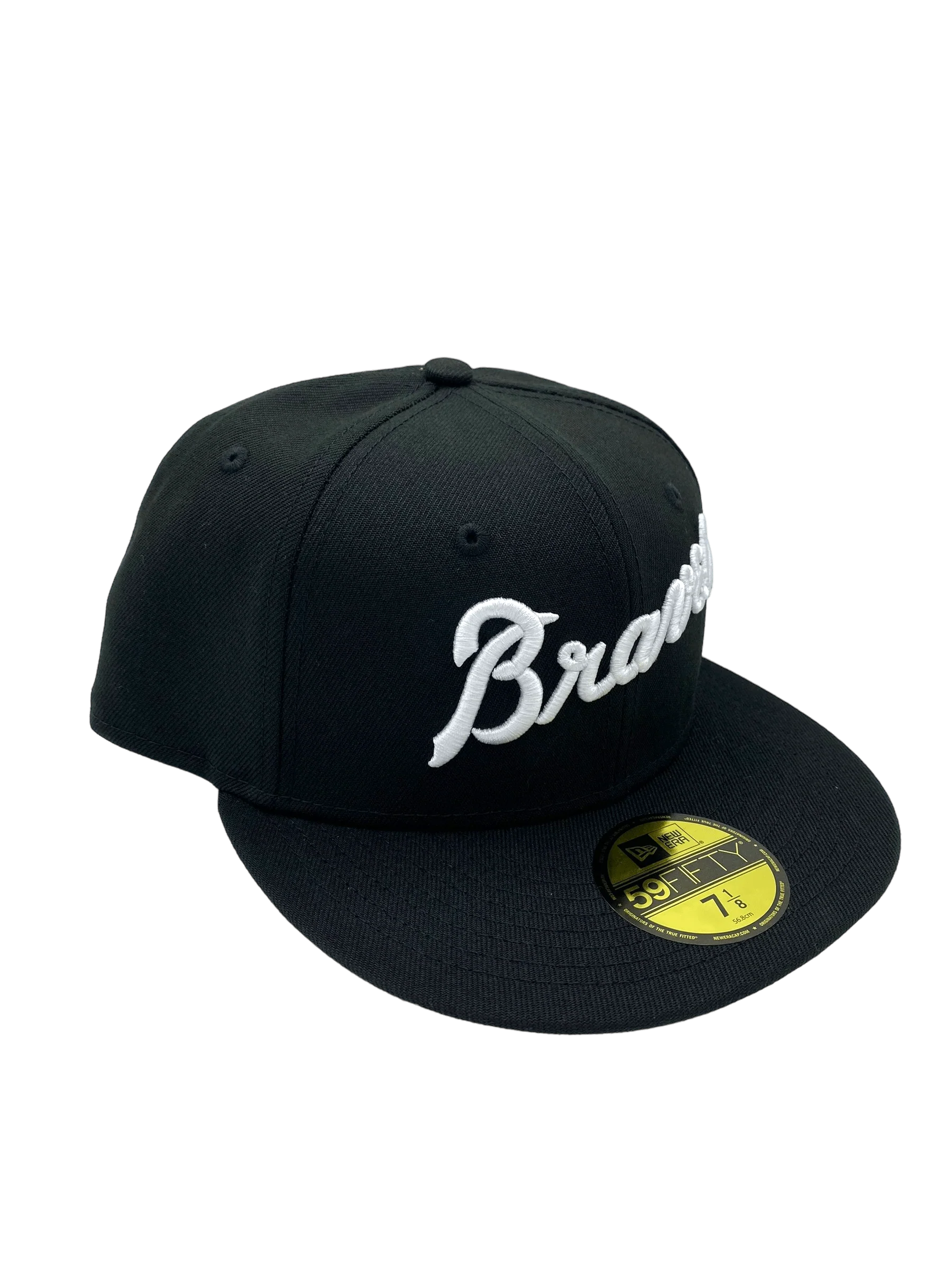 Adult Atlanta Braves New Era Black/White Scripts 59FIFTY Fitted Hat - Men's - Image 4