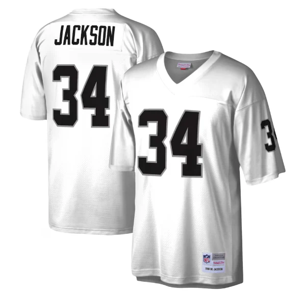 Adult Bo Jackson Los Angeles Raiders Mitchell & Ness NFL White Throwback Jersey - Men's