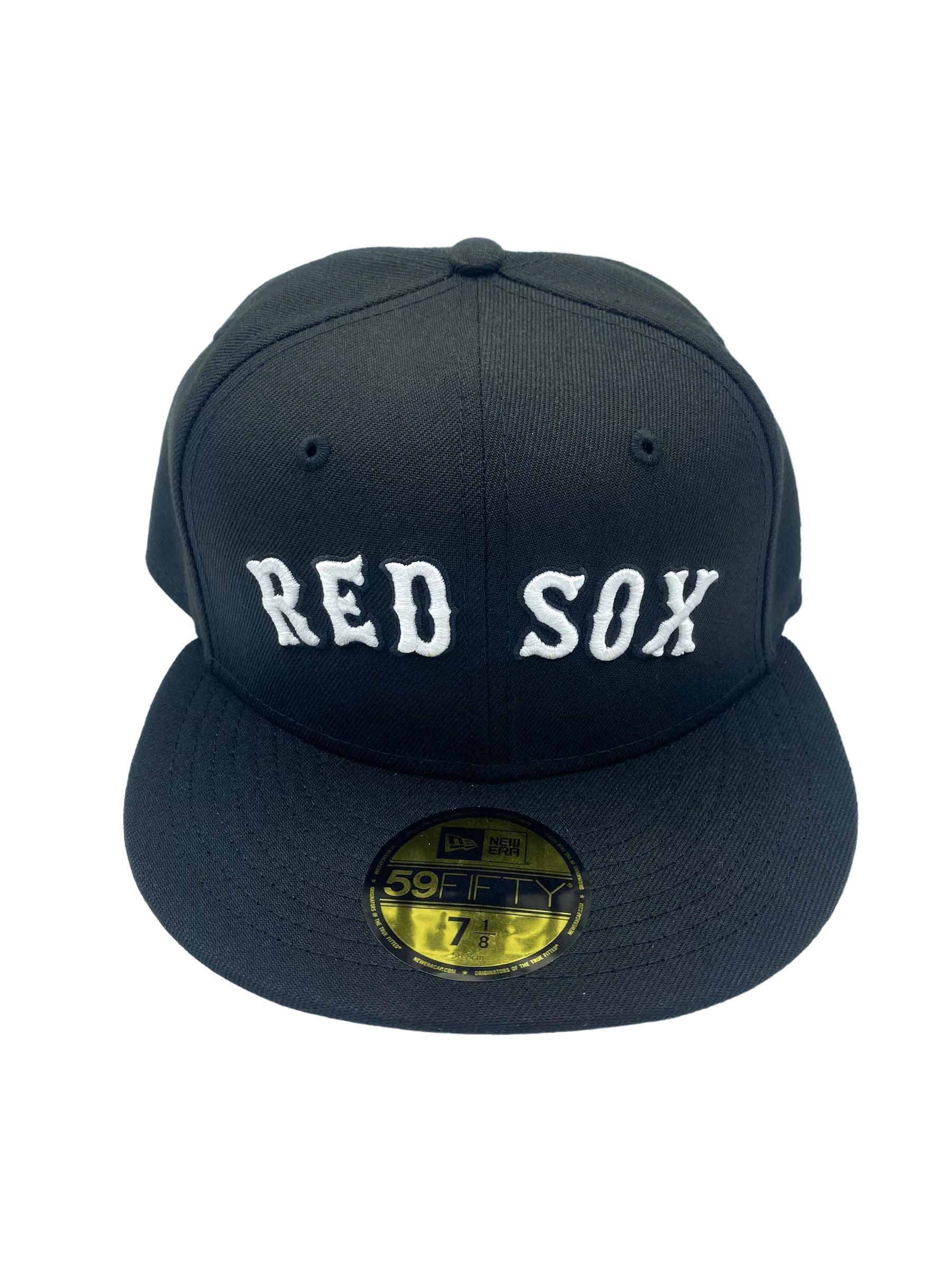 Adult Boston Red Sox New Era Black/White Scripts 59FIFTY Fitted Hat - Men's - Image 3