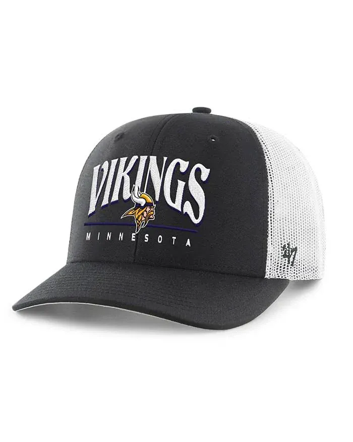 Adult Minnesota Vikings '47 Black/ White Arid Trucker Adjustable Snapback Hat - Men's