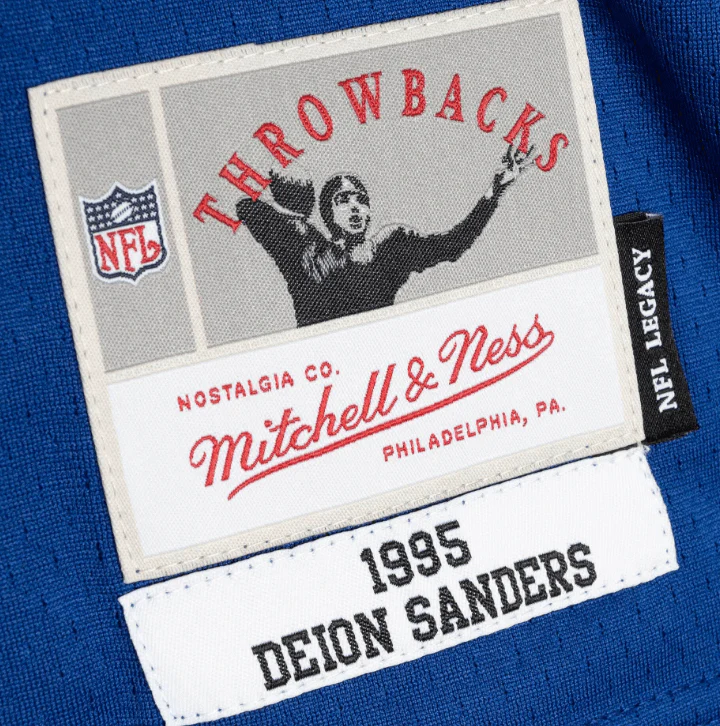 Adult Deion Sanders Dallas Cowboys Mitchell & Ness NFL 1995 Blue Throwback Jersey - Men's - Image 4