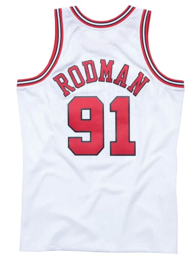 Adult Dennis Rodman Chicago Bulls Mitchell & Ness NBA 1997-98 White Throwback Swingman Jersey - Men's - Image 2