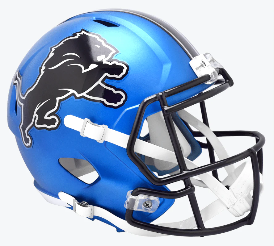 All Ages Detroit Lions 2024 Blue Alternate Speed Replica Full Size Helmet - Unisex