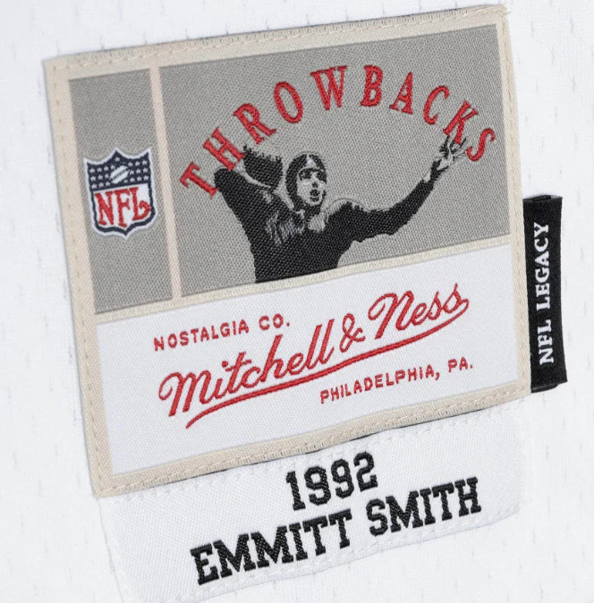 Adult Emmitt Smith Dallas Cowboys Mitchell & Ness NFL 1992 White Throwback Jersey - Men's - Image 4
