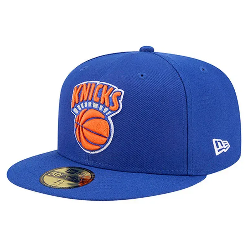 Adult New York Knicks Blue Hardwood Classic Team Logo 59Fifty Fitted Hat - Men's
