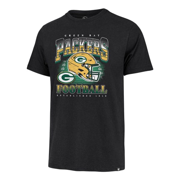 Adult Green Pay Packers Black '47 Brand Historic Helmet Franklin T-Shirt - Men's