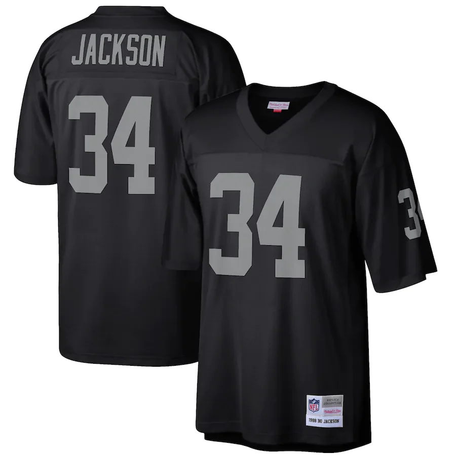 Adult Bo Jackson Los Angeles Raiders Mitchell & Ness NFL 1988 Black Throwback Jersey - Men's - Image 3