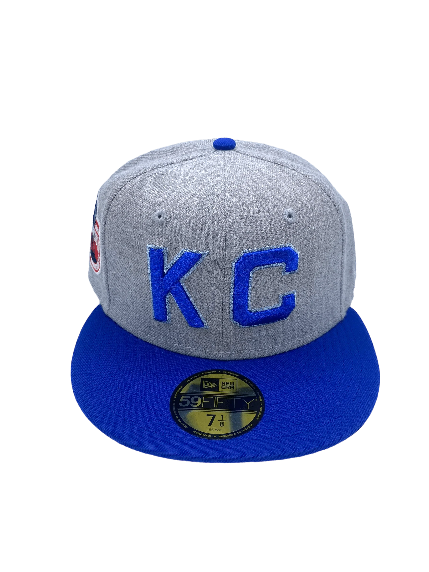 Adult Kansas City Monarchs New Era Gray/Blue Custom TYJ 2.0 Side Patch 59FIFTY Fitted Hat -Men's - Image 5