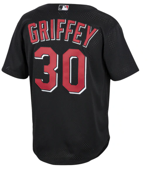 Adult Ken Griffey Jr Cincinnati Reds Mitchell & Ness Black Cooperstown Mesh Batting Practice Jersey - Men's - Image 2