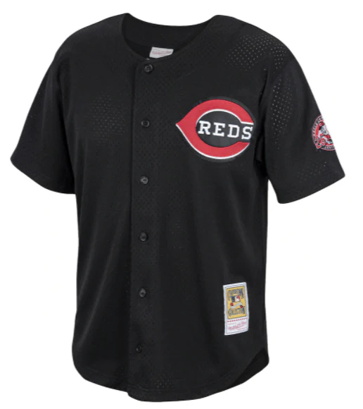Adult Ken Griffey Jr Cincinnati Reds Mitchell & Ness Black Cooperstown Mesh Batting Practice Jersey - Men's - Image 3