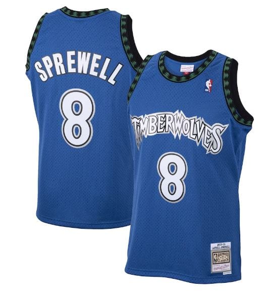 Adult Latrell Sprewell Minnesota Timberwolves 2001/02 Blue Mitchell & Ness Throwback Swingman Jersey - Men's
