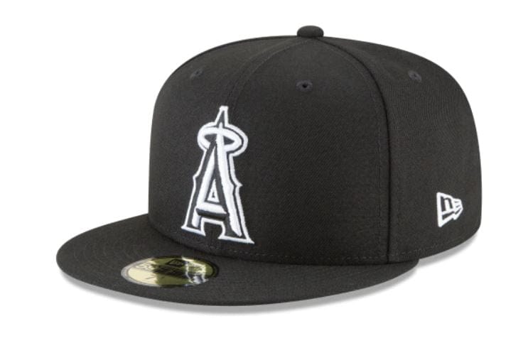 Adult Los Angeles Angels New Era Black and White Collection 59FIFTY Fitted Hat - Men's