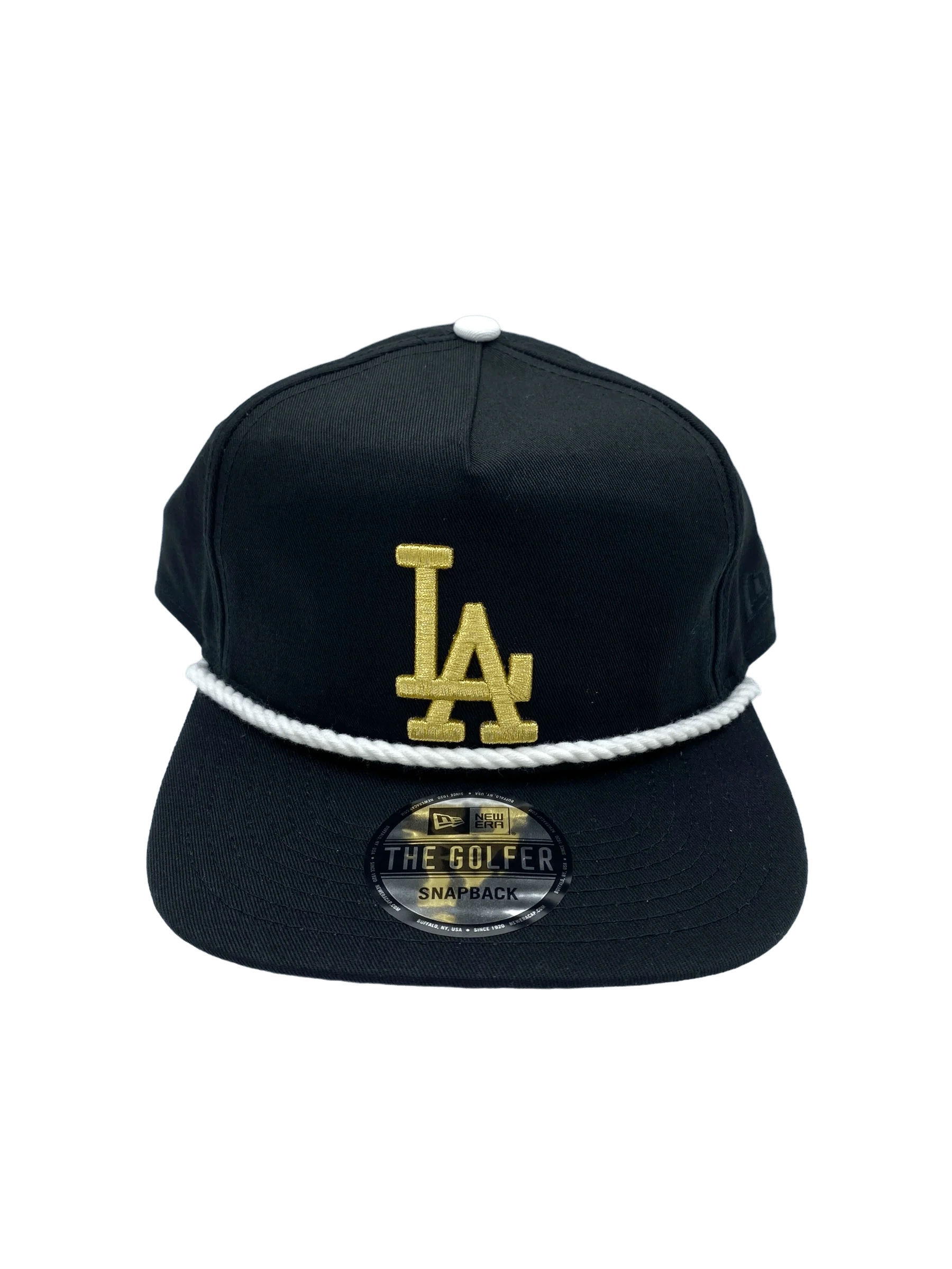 Adult Los Angeles Dodgers New Era Black/Gold Golfer Adjustable Snapback Hat - Men's - Image 3