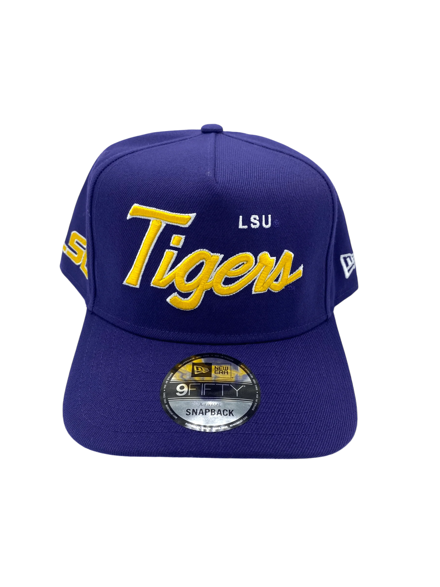 Adult LSU Tigers New Era Purple Script A-Frame 9FIFTY Adjustable Snapback Hat- Men's - Image 3