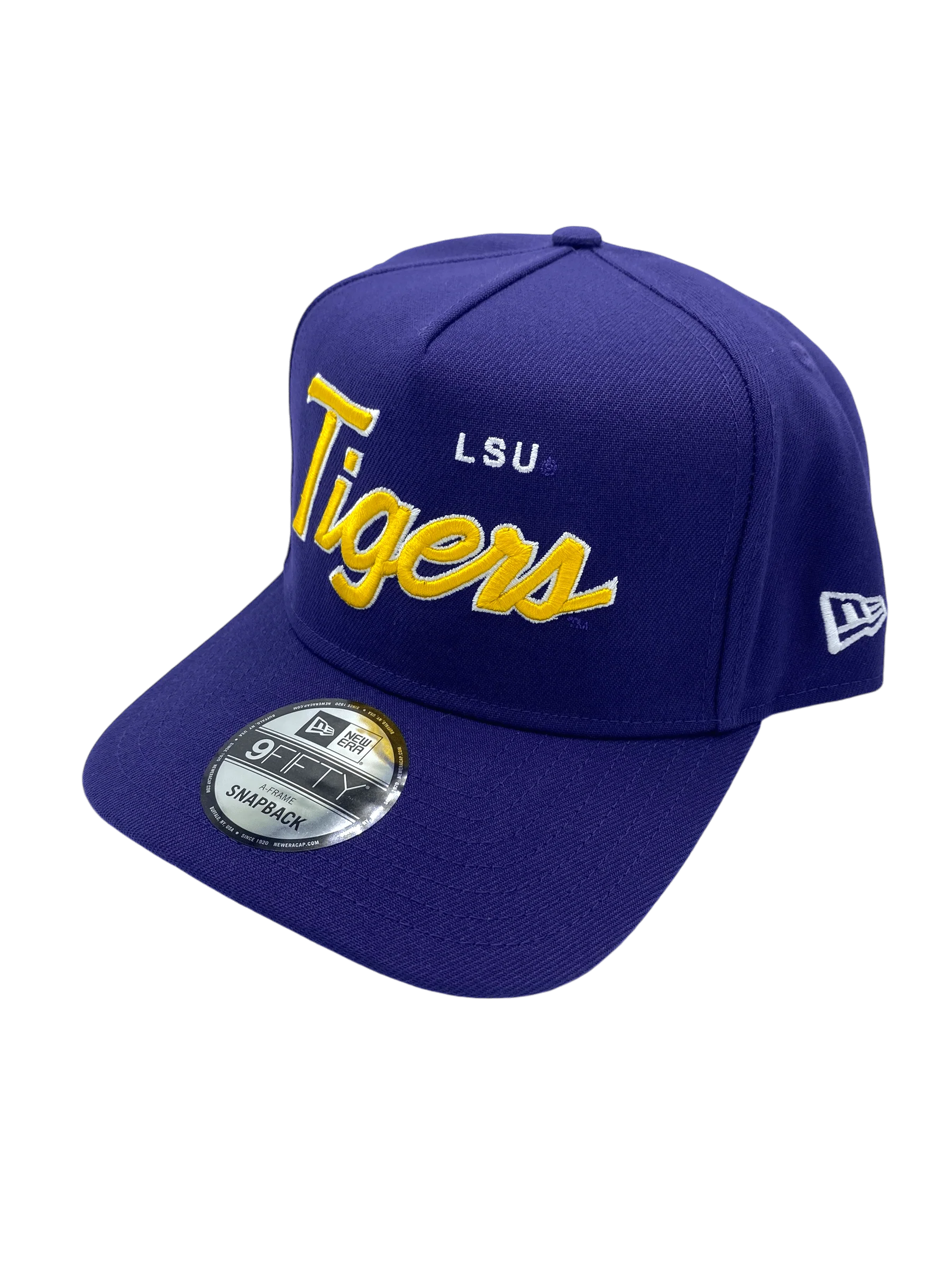 Adult LSU Tigers New Era Purple Script A-Frame 9FIFTY Adjustable Snapback Hat- Men's - Image 4