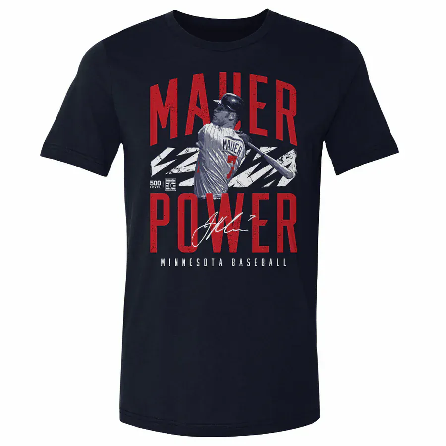 Adult Joe Mauer Minnesota Twins "Mauer Power" Navy T-Shirt - Men's