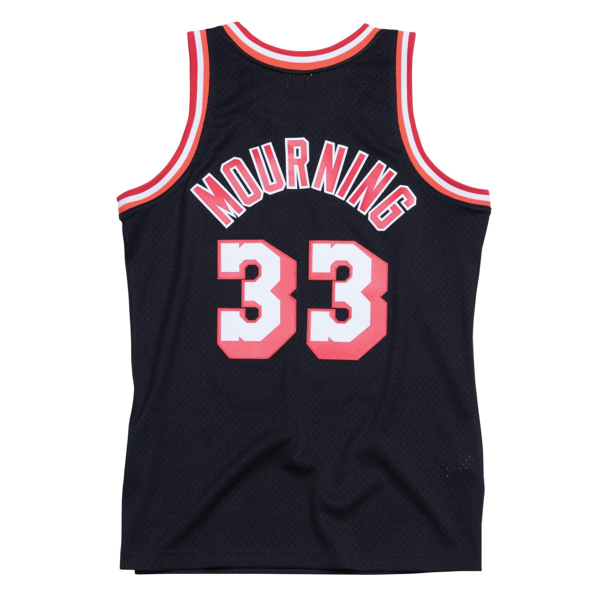 Adult Alonzo Mourning Miami Heat Mitchell & Ness Black Throwback Swingman Jersey - Men's - Image 3
