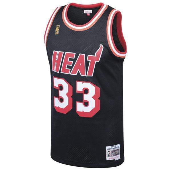 Adult Alonzo Mourning Miami Heat Mitchell & Ness Black Throwback Swingman Jersey - Men's - Image 4