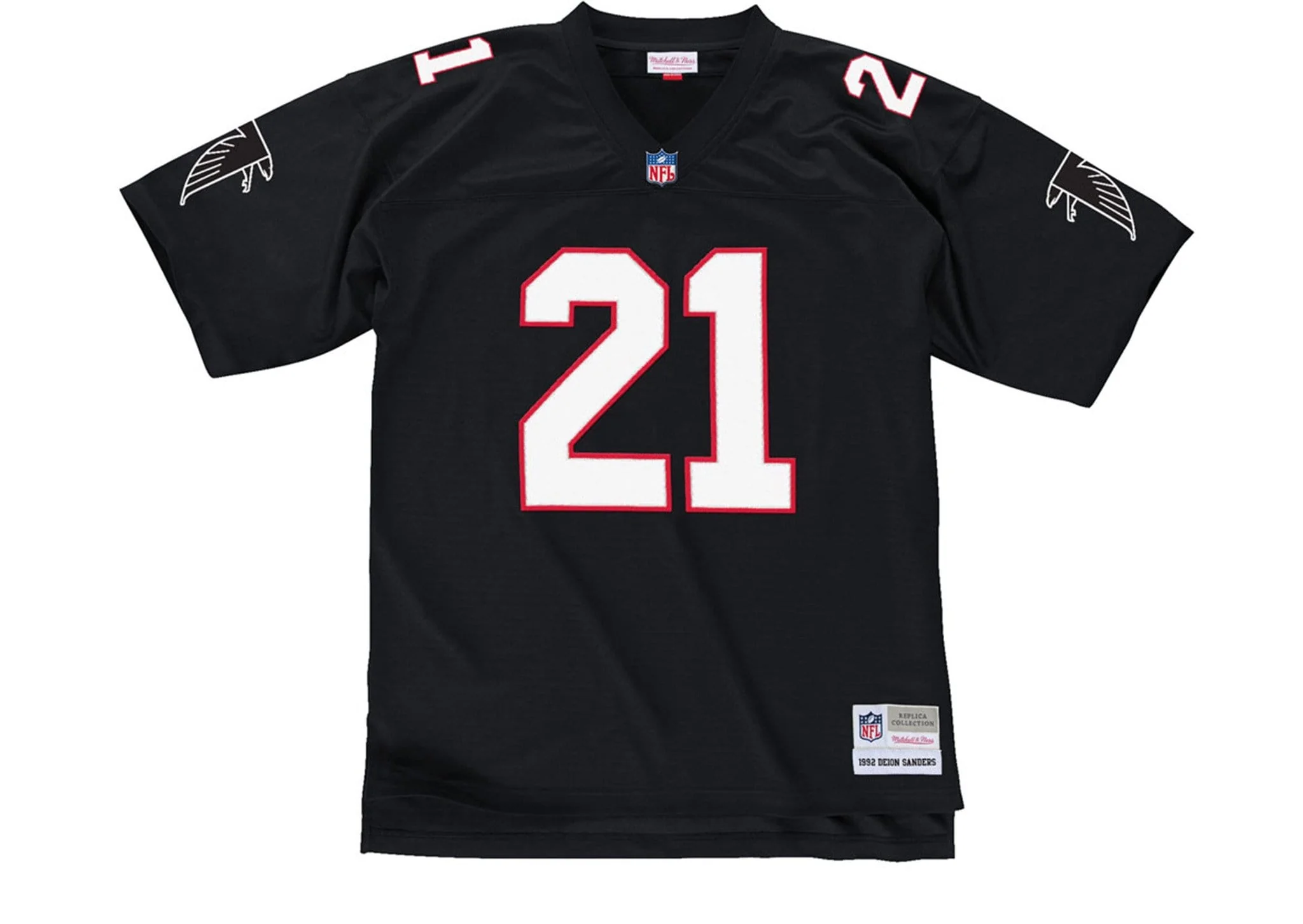 Adult Deion Sanders Atlanta Falcons Mitchell & Ness NFL 1992 Black Throwback Jersey - Men's - Image 2