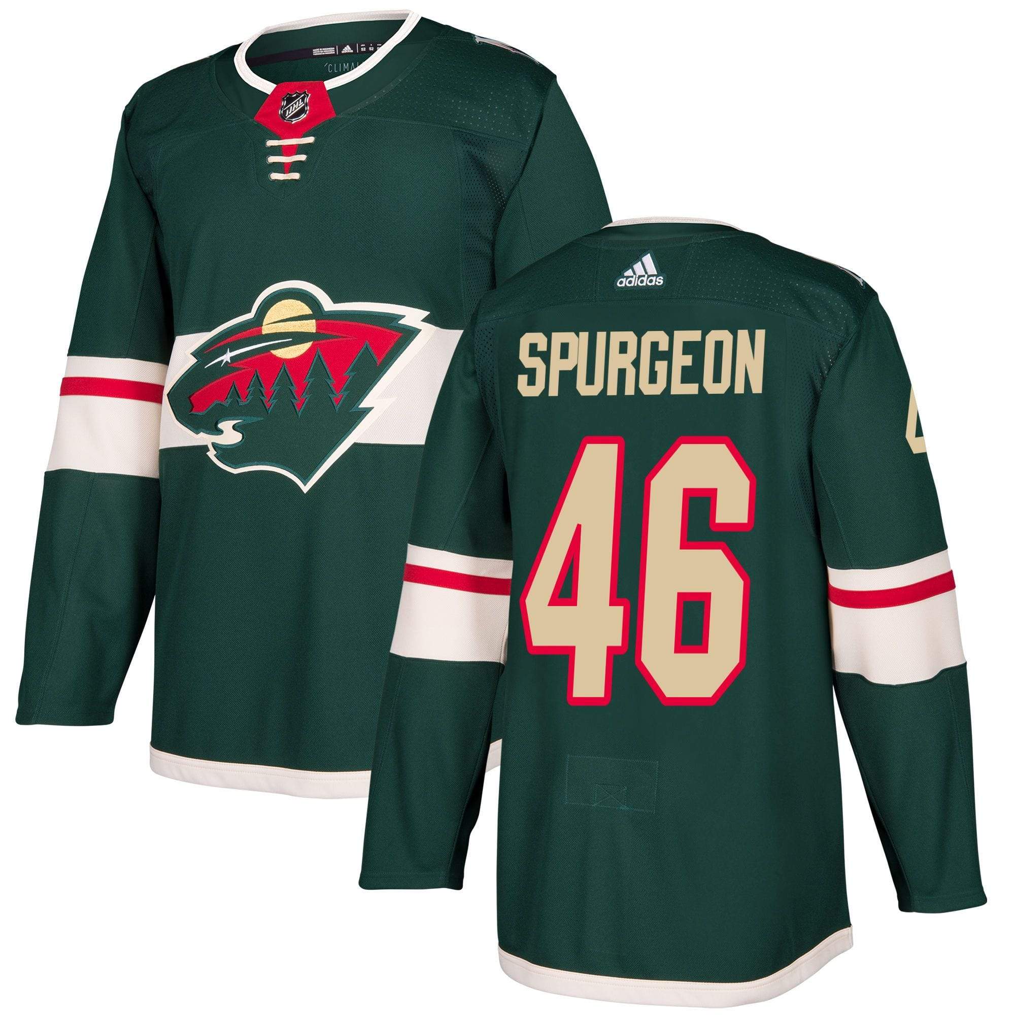 Adult Jared Spurgeon Minnesota Wild adidas Green Authentic Player Jersey - Men's - Image 3