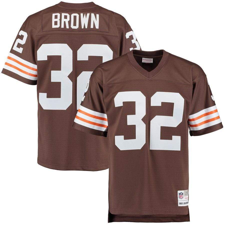 Adult Jim Brown Cleveland Browns Mitchell & Ness NFL Brown Throwback Jersey - Men's