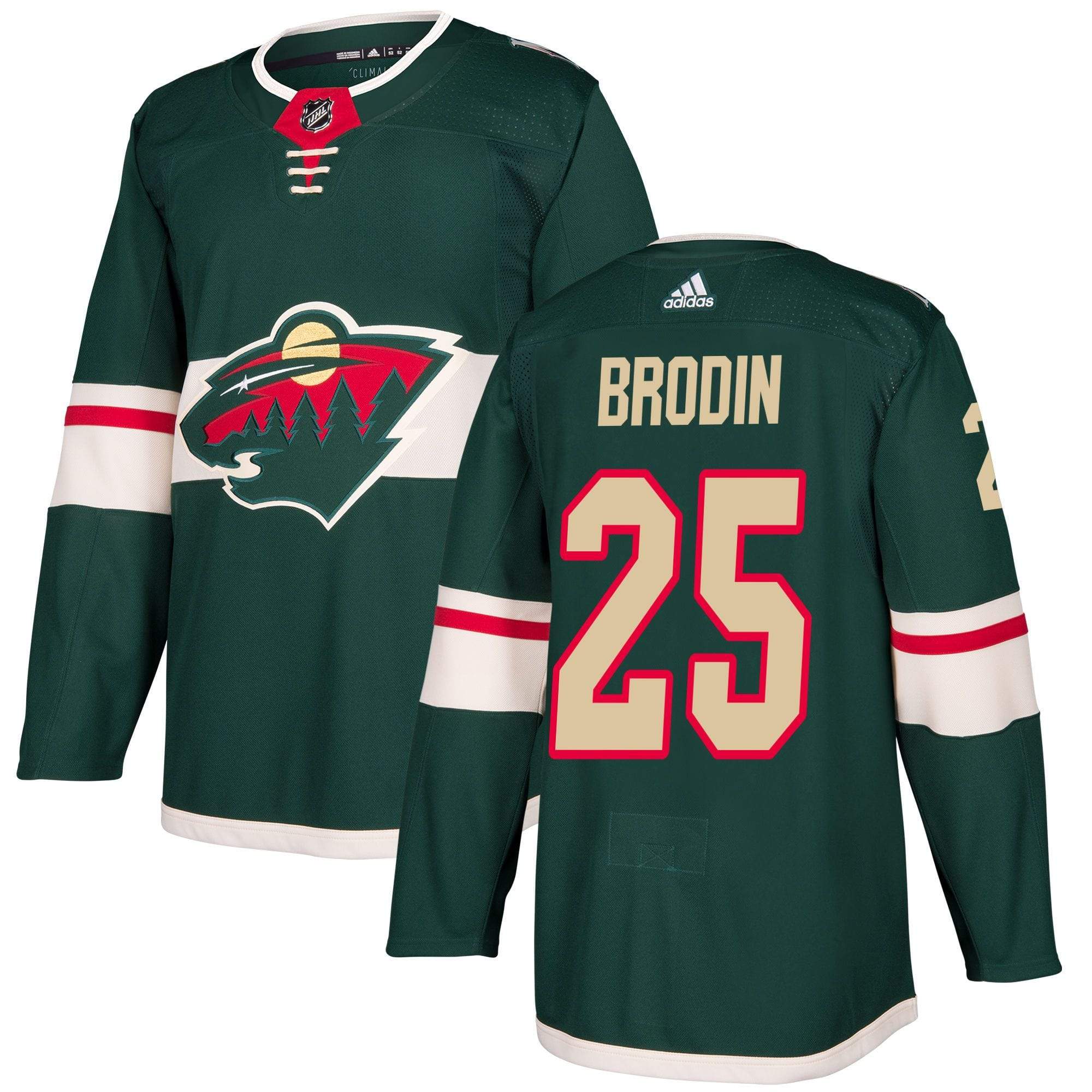 Adult Jonas Brodin Minnesota Wild adidas Green Authentic Player Jersey - Men's - Image 3