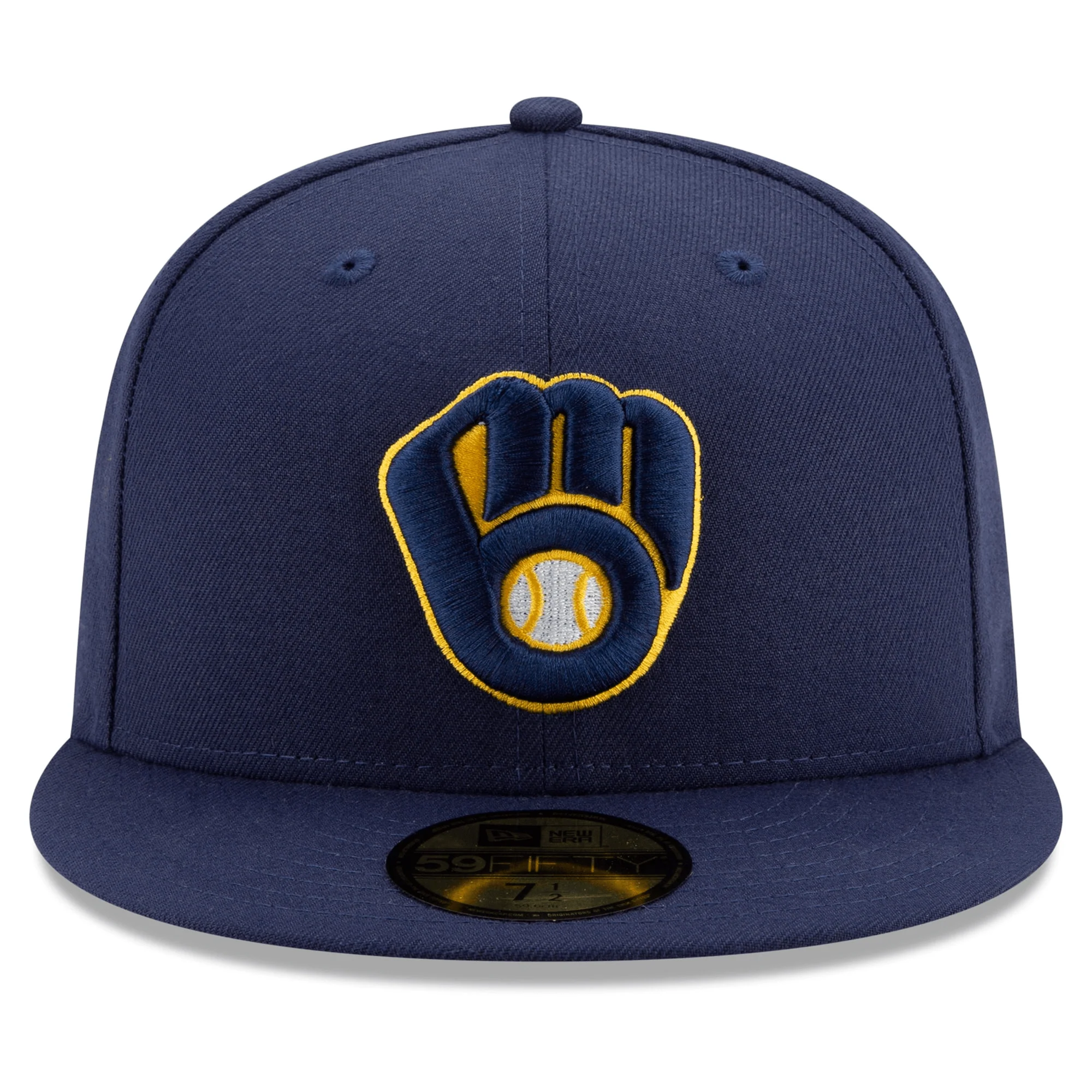 Adult Milwaukee Brewers New Era Navy Home Authentic Collection On-Field 59FIFTY Fitted Hat - Men's - Image 3