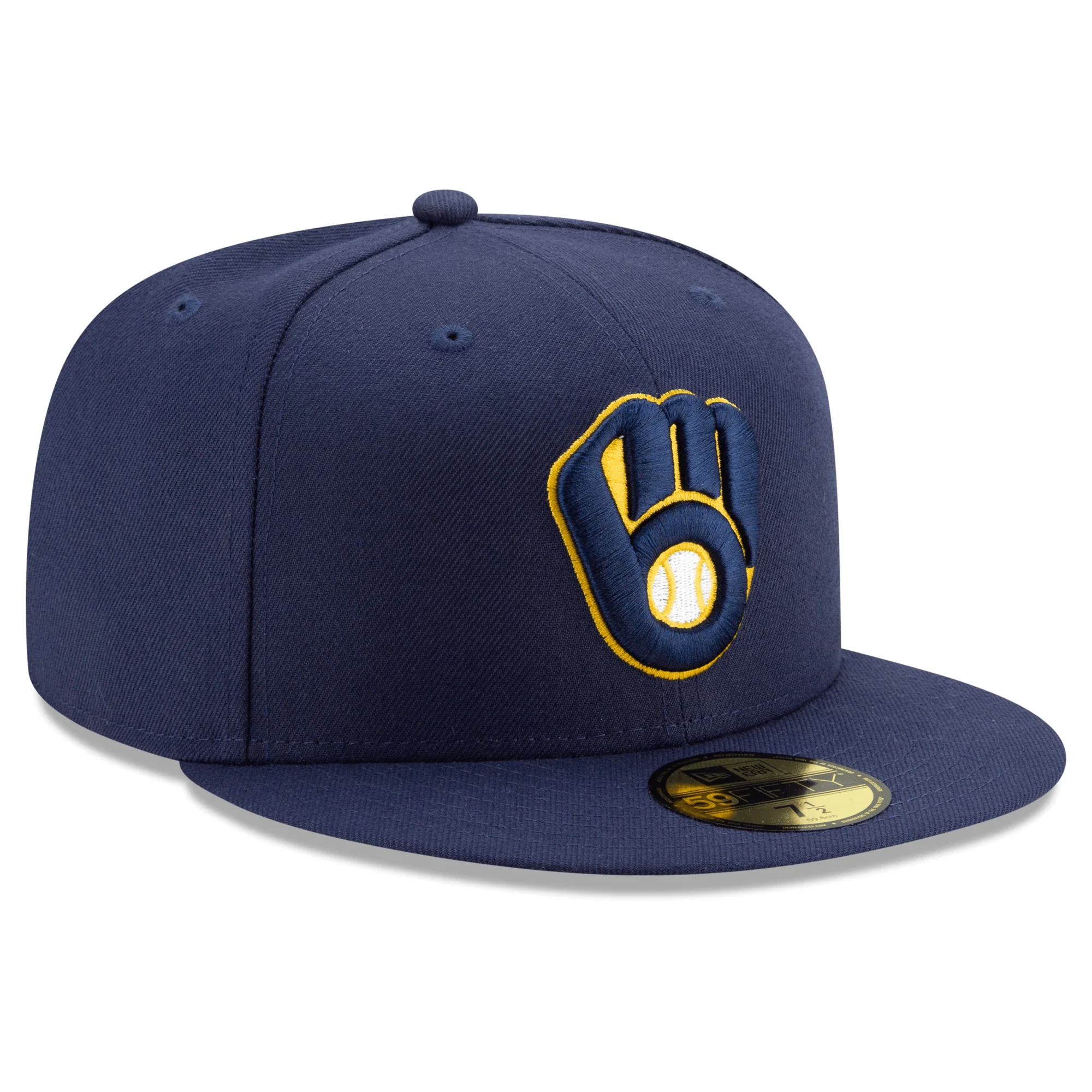 Adult Milwaukee Brewers New Era Navy Home Authentic Collection On-Field 59FIFTY Fitted Hat - Men's - Image 4