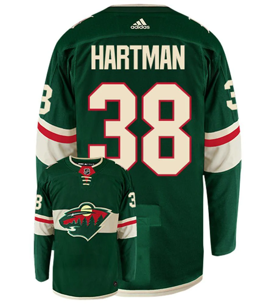 Adult Ryan Hartman Minnesota Wild adidas Green Authentic Player Jersey - Men's