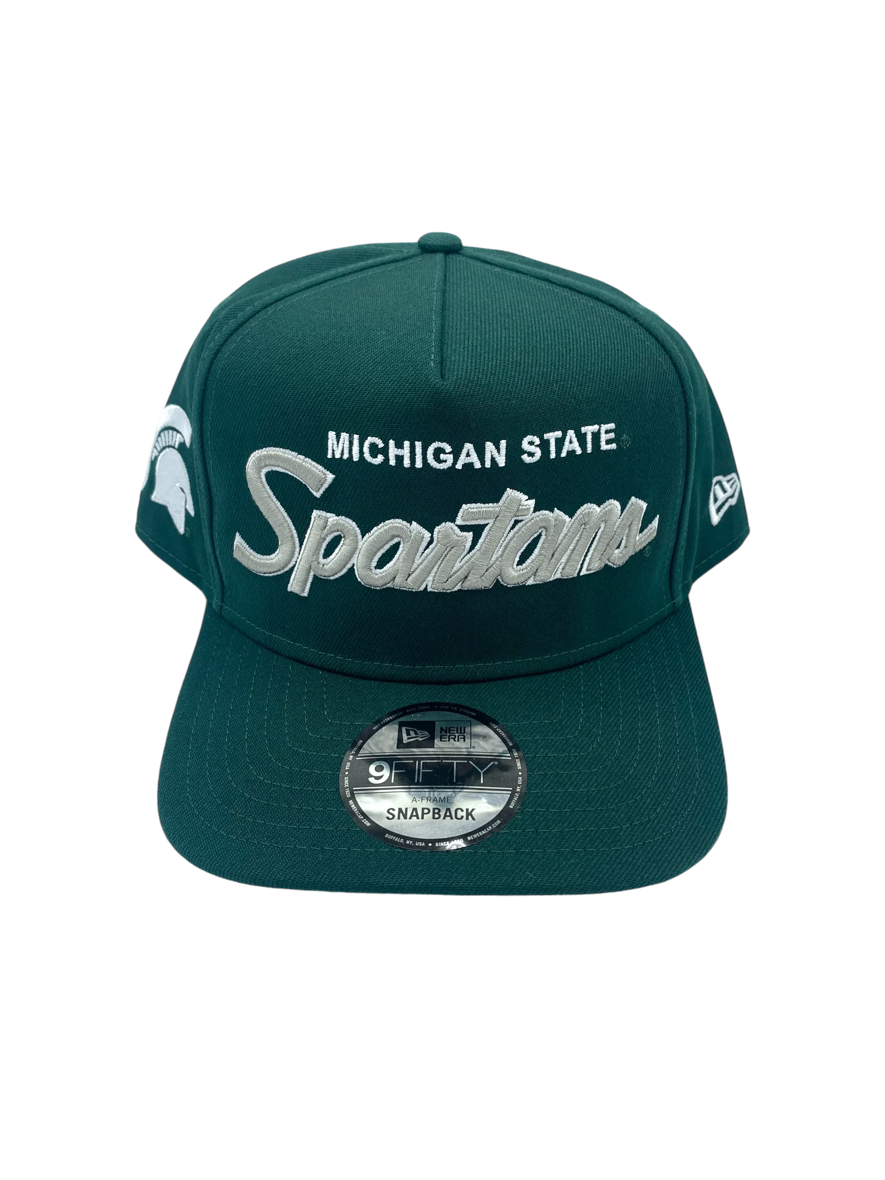 Adult Michigan State Spartans New Era Green Script A-Frame 9FIFTY Adjustable Snapback Hat- Men's - Image 5