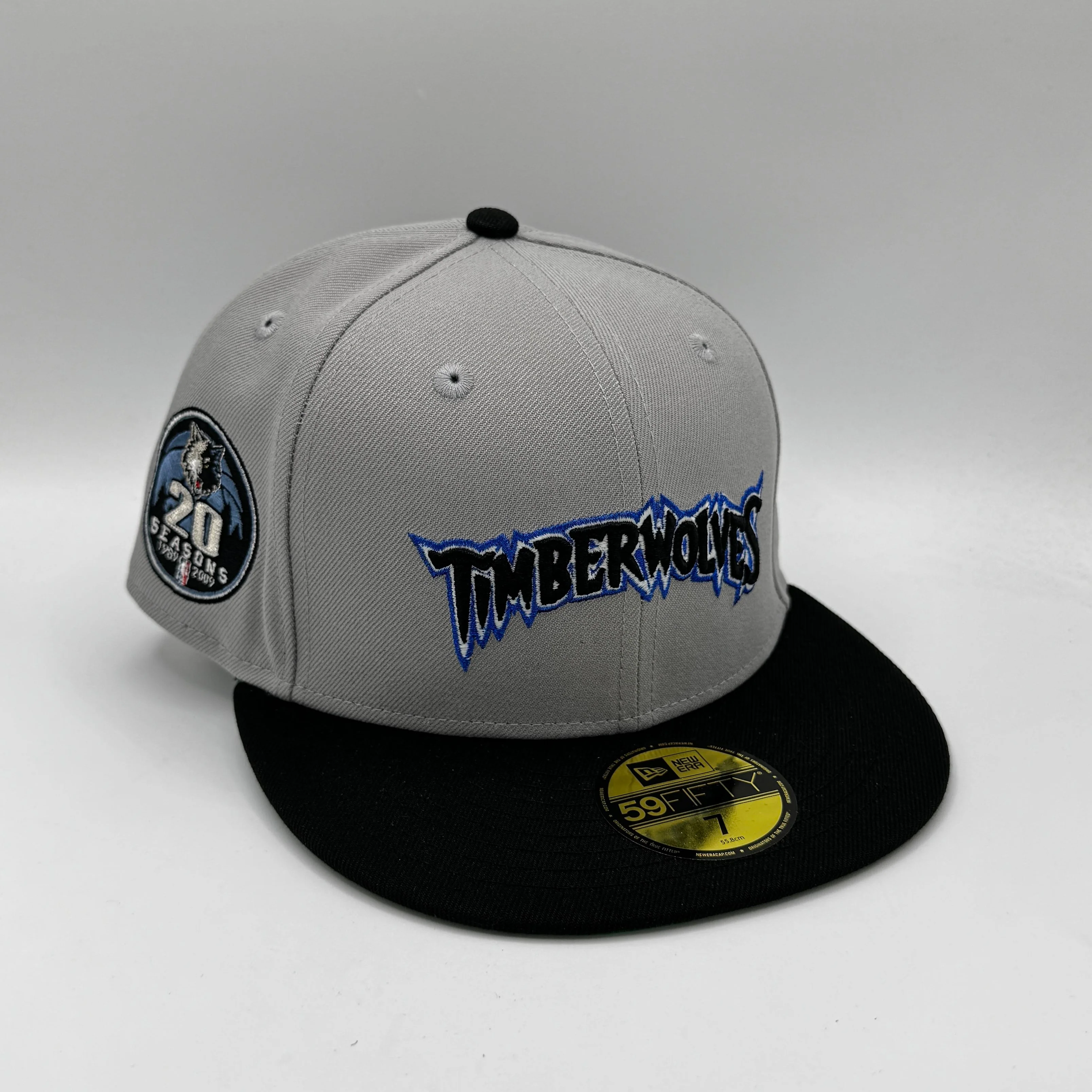 Minnesota Timberwolves New Era Gray Vintage Script Custom 59FIFTY Fitted Hat - Men's