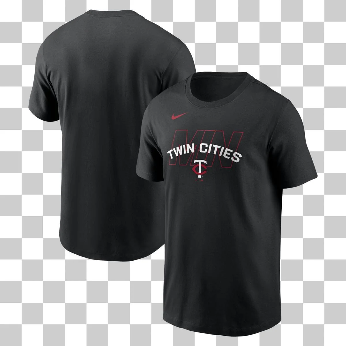 Minnesota Twins Black Nike MLB Cotton Fashion Hot Corner Overlap Logo Short Sleeve T-Shirt - Men's - Image 3