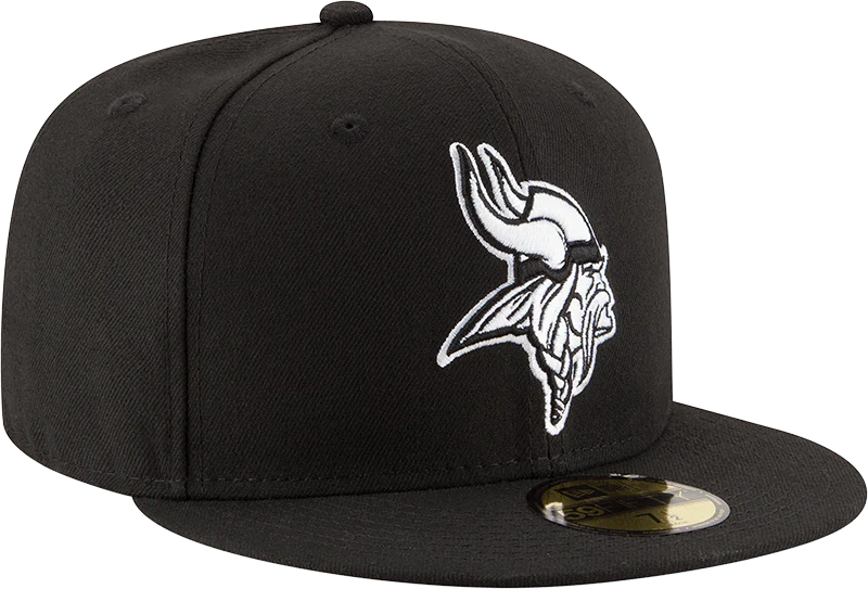 Adult Minnesota Vikings New Era Black and White Collection 59FIFTY Fitted Hat - Men's - Image 3