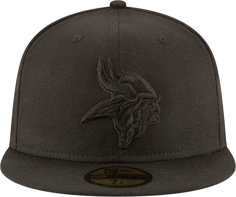 Minnesota Vikings New Era Black on Black Collection 59FIFTY Fitted Hat - Image 3