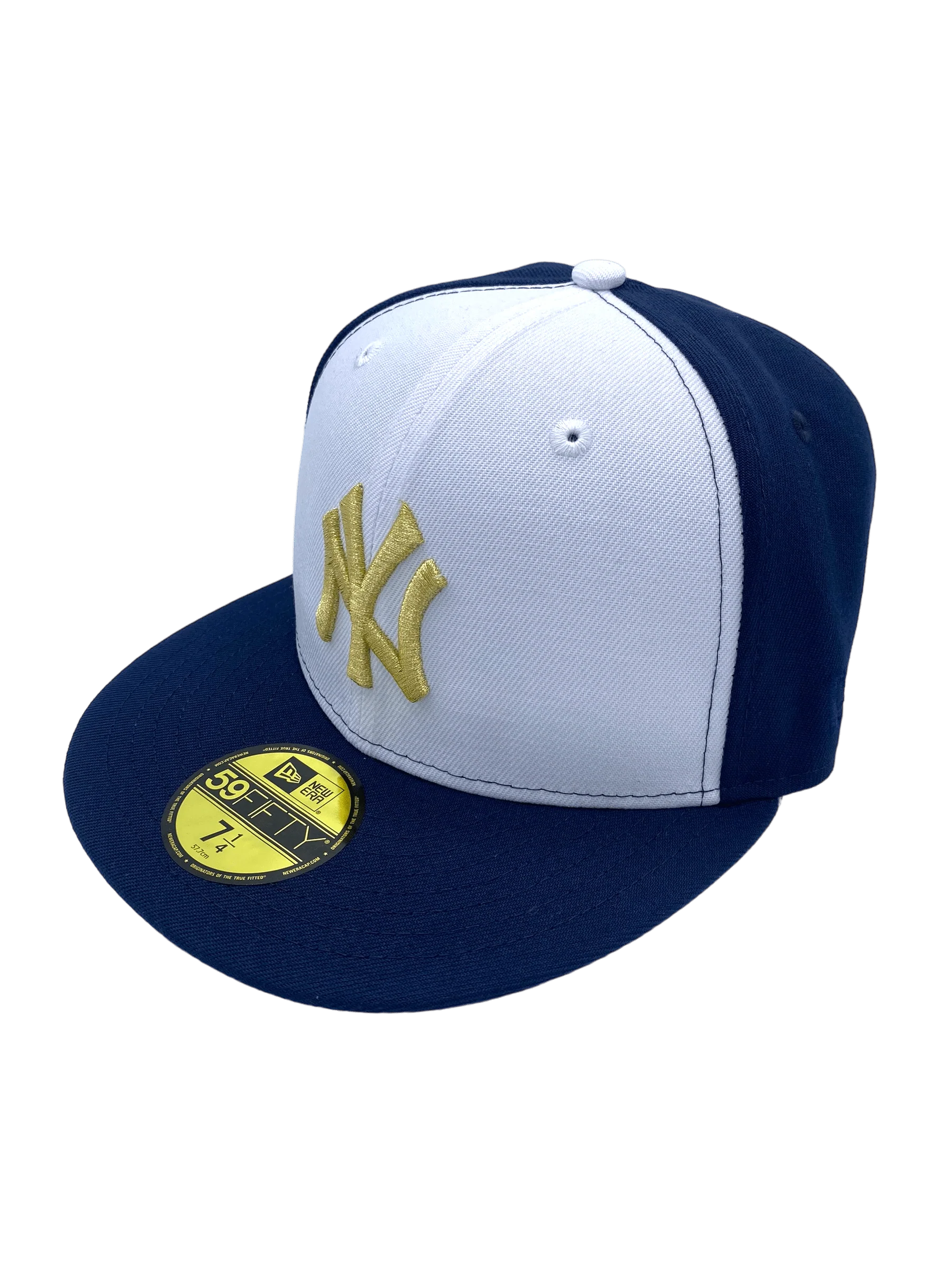 Adult New York Yankees New Era White/Navy Custom Combo Side Patch 59FIFTY Fitted Hat - Men's - Image 3