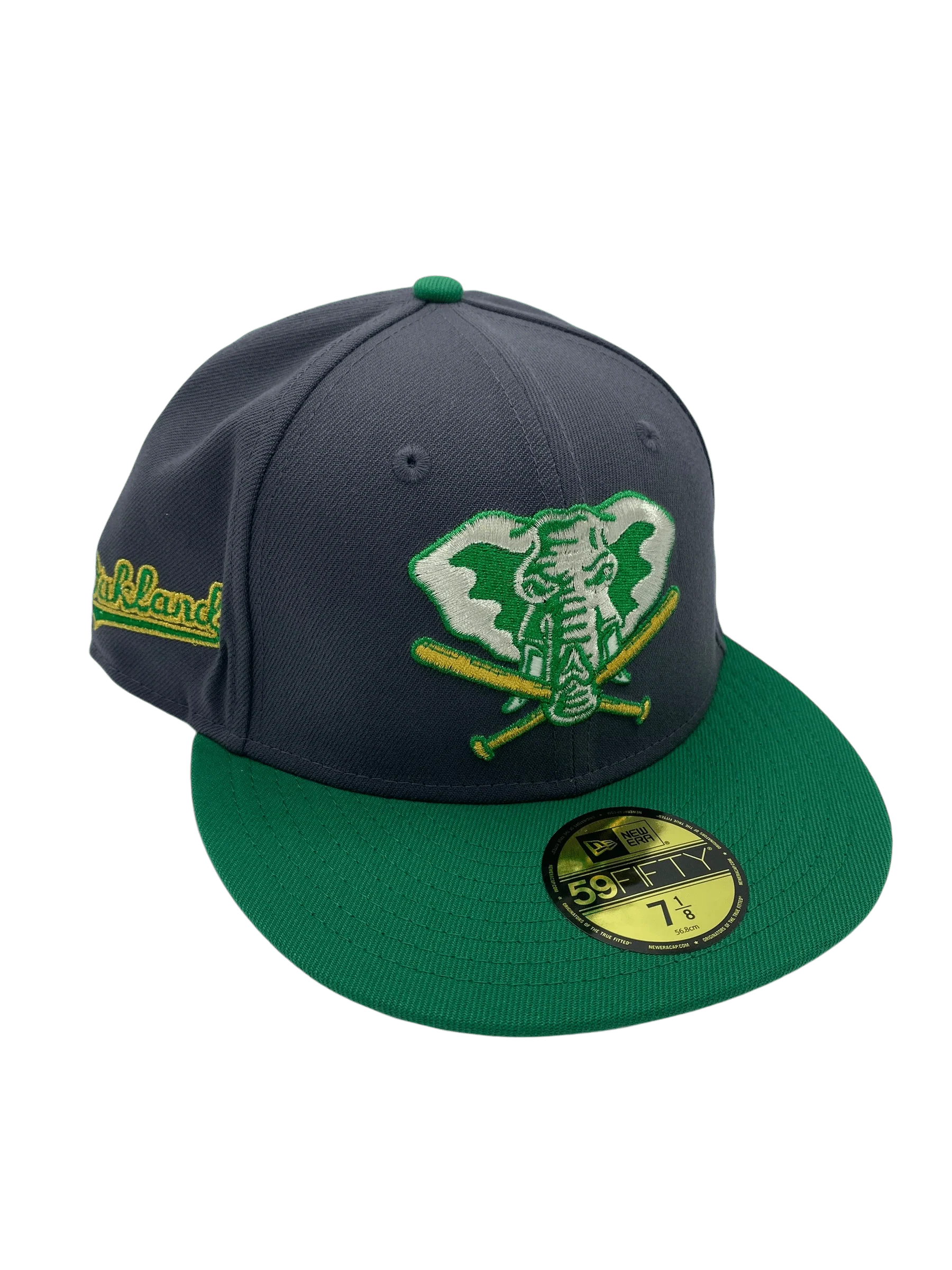 Adult Oakland Athletics New Era Gray Pinky Custom Side Patch 59FIFTY Fitted Hat - Men's