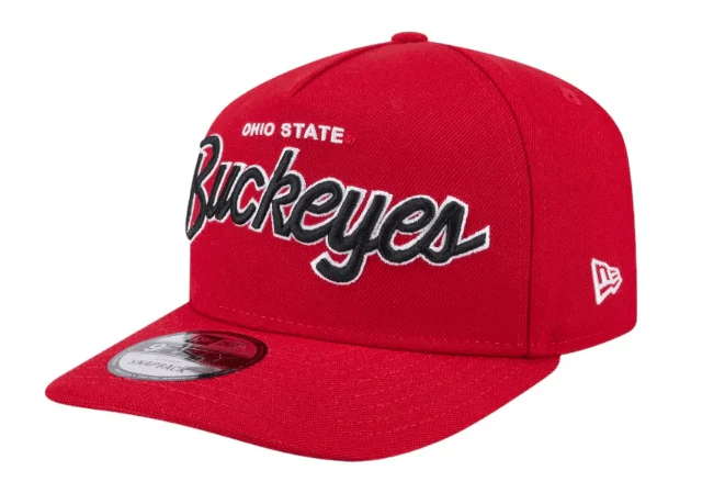 Adult Ohio State Buckeyes New Era Red Script A-Frame 9FIFTY Adjustable Snapback Hat- Men's - Image 4