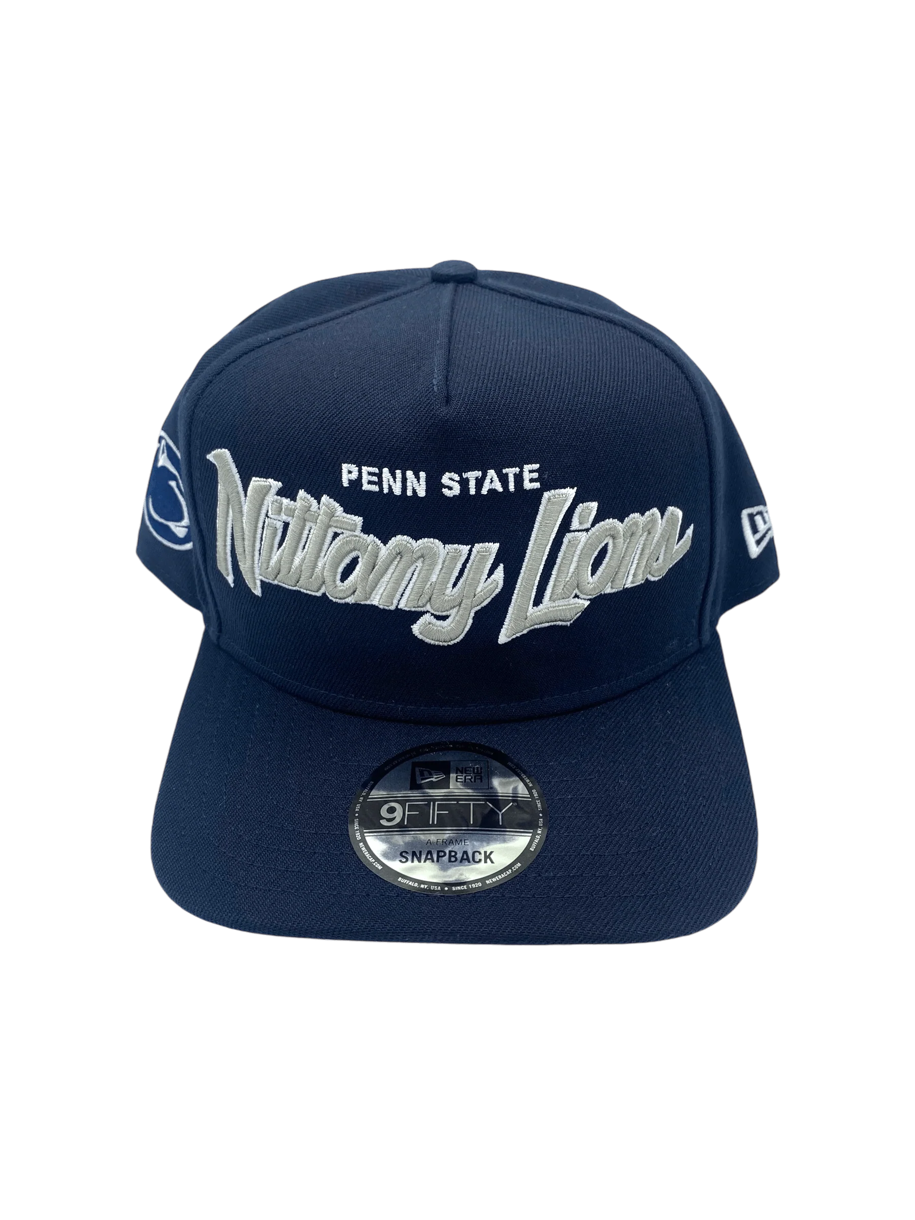 Adult Penn State Nittany Lions New Era Navy Script A-Frame 9FIFTY Adjustable Snapback Hat- Men's - Image 3