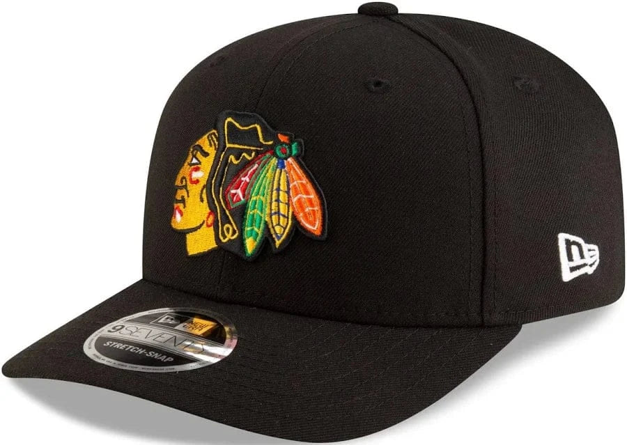 Adult Chicago Blackhawks New Era Black Basic 9SEVENTY Stretch-Snapback Hat - Men's