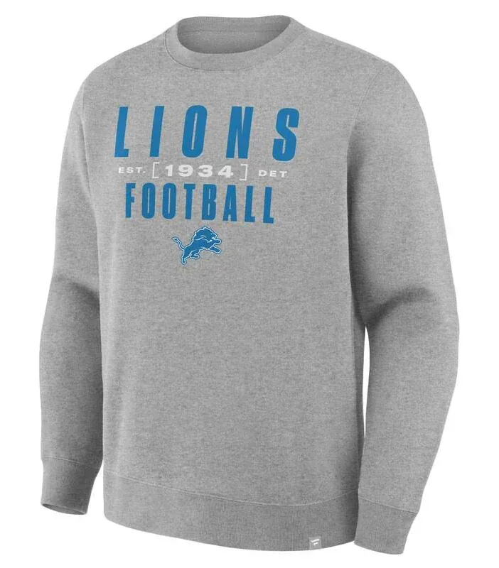 Fanatics Brand Detroit Lions Gray Powerful Throw Legacy Pullover Sweatshirt - Men's