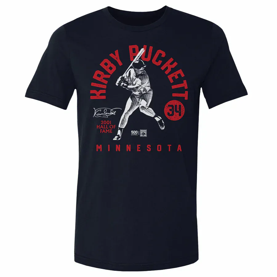 Adult Kirby Puckett Minnesota Twins Retro Arch HOF Navy T-Shirt - Men's